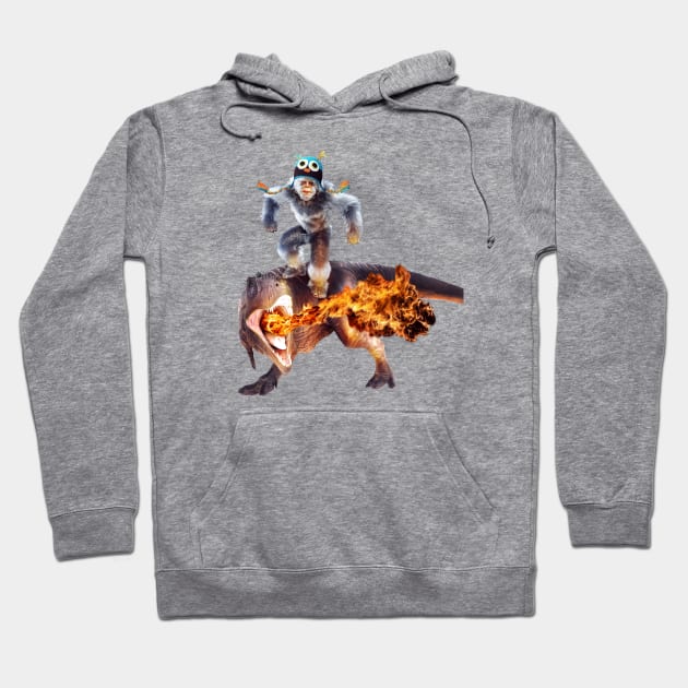 Fashionable Yeti Riding Dinosaur Hoodie by Random Galaxy